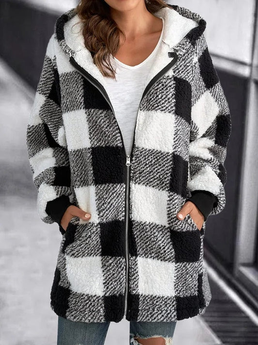 Mexxi - Dames Oversized Hoodie Plaid Losse Overjas